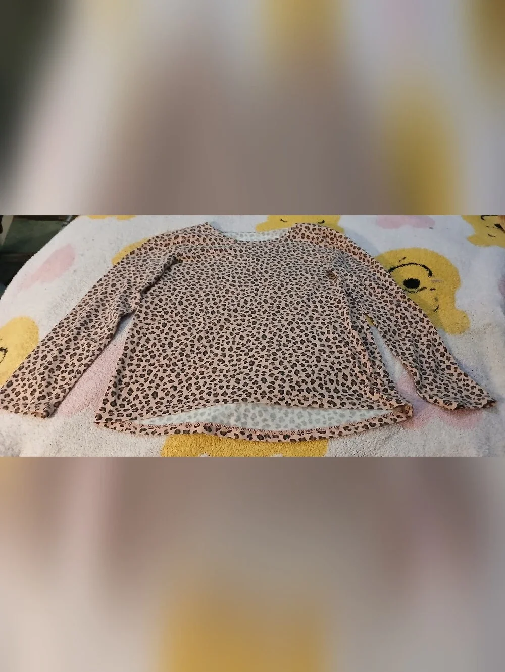 Pre-loved Girl's Leopard Print Long Sleeve Top - Neutral Beige & Black